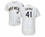 Milwaukee Brewers Junior Guerra White Home Flex Base Authentic Collection Baseball Player Jersey