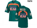2016 US Flag Fashion Youth Miami Hurricanes Ed Reed #20 College Football Jersey - Green