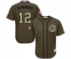 Chicago Cubs #12 Kyle Schwarber Authentic Green Salute to Service Baseball Jersey
