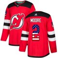 New Jersey Devils #2 John Moore Authentic Red USA Flag Fashion NHL Jersey