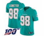 Miami Dolphins #98 Jonathan Ledbetter Aqua Green Team Color Vapor Untouchable Limited Player 100th Season Football Jersey