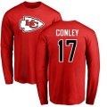 Kansas City Chiefs #17 Chris Conley Red Name & Number Logo Long Sleeve T-Shirt