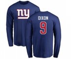 New York Giants #9 Riley Dixon Royal Blue Name & Number Logo Long Sleeve T-Shirt