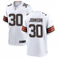 Cleveland Browns #30 D'Ernest Johnson Nike White Home Vapor Limited Jersey
