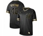 New York Yankees #40 Luis Severino Authentic Black Gold Fashion Baseball Jersey