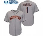Houston Astros #1 Carlos Correa Replica Grey Road Cool Base Baseball Jersey