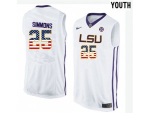 2016 US Flag Fashion Youth LSU Tigers Ben Simmons #25 College Basketball Elite Jersey - White