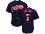 Cleveland Indians #7 Kenny Lofton Authentic Navy Blue Team Logo Fashion Cool Base MLB Jersey