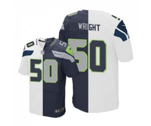 Seattle Seahawks #50 K.J. Wright Elite Navy White Split Fashion Football Jersey