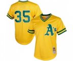 Oakland Athletics #35 Rickey Henderson Authentic Gold 1984 Throwback Baseball Jersey