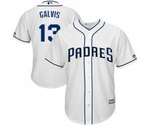 San Diego Padres #13 Freddy Galvis Replica White Home Cool Base MLB Jersey