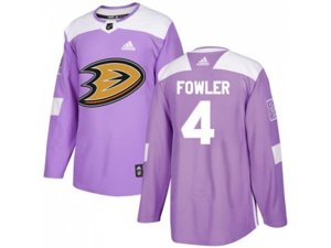 Adidas Anaheim Ducks #4 Cam Fowler Purple Authentic Fights Cancer Stitched NHL Jersey