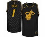 Miami Heat #1 Chris Bosh Authentic Black Precious Metals Fashion Basketball Jersey