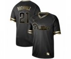 Philadelphia Phillies #21 Clay Buchholz Authentic Black Gold Fashion Baseball Jersey
