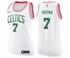 Women's Boston Celtics #7 Jaylen Brown Swingman White Pink Fashion Basketball Jersey