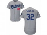 Los Angeles Dodgers #32 Sandy Koufax Grey Flexbase Authentic Collection MLB Jersey