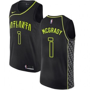 Atlanta Hawks #1 Tracy Mcgrady Authentic Black NBA Jersey - City Edition