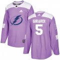 Tampa Bay Lightning #5 Dan Girardi Authentic Purple Fights Cancer Practice NHL Jersey