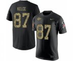 Kansas City Chiefs #87 Travis Kelce Black Camo Salute to Service T-Shirt