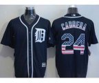 Detroit Tigers #24 Miguel Cabrera Navy Blue USA Flag Fashion Stitched Baseball Jerseys