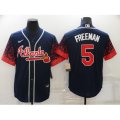 Atlanta Braves #5 Freddie Freeman 2021 City Connect Navy Cool Base Stitched Baseball Jersey