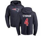 New England Patriots #4 Jarrett Stidham Navy Blue Name & Number Logo Pullover Hoodie