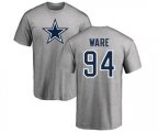 Dallas Cowboys #94 DeMarcus Ware Ash Name & Number Logo T-Shirt