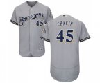 Milwaukee Brewers #45 Jhoulys Chacin Grey Road Flex Base Authentic Collection Baseball Jersey