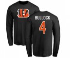 Cincinnati Bengals #4 Randy Bullock Black Name & Number Logo Long Sleeve T-Shirt