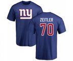 New York Giants #70 Kevin Zeitler Royal Blue Name & Number Logo T-Shirt