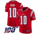 New England Patriots #10 Josh Gordon Limited Red Inverted Legend 100th Season Football Jersey
