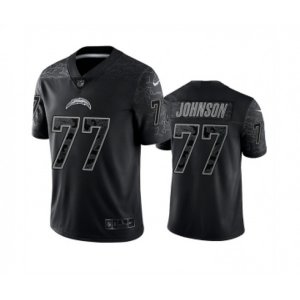 Los Angeles Chargers #77 Zion Johnson Black Reflective Limited Stitched Football Jersey