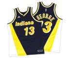 Indiana Pacers #13 Paul George Authentic Navy Gold Throwback Basketball Jersey