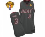 Miami Heat #3 Dwyane Wade Authentic Grey Graystone Fashion Finals Patch Basketball Jersey