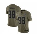 Las Vegas Raiders #98 Maxx Crosby 2022 Olive Salute To Service Limited Stitched Jersey