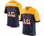 Green Bay Packers #12 Aaron Rodgers Elite Navy Blue Alternate USA Flag Fashion Football Jersey