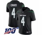 New York Jets #4 Lac Edwards Black Alternate Vapor Untouchable Limited Player 100th Season Football Jersey