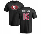 San Francisco 49ers #16 Joe Montana Black Name & Number Logo T-Shirt