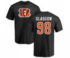 Cincinnati Bengals #98 Ryan Glasgow Black Name & Number Logo T-Shirt