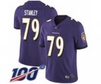 Baltimore Ravens #79 Ronnie Stanley Purple Team Color Vapor Untouchable Limited Player 100th Season Football Jersey