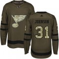 St. Louis Blues #31 Chad Johnson Authentic Green Salute to Service NHL Jersey