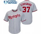 Washington Nationals #37 Stephen Strasburg Replica Grey Road Cool Base Baseball Jersey