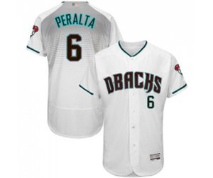 Arizona Diamondbacks #6 David Peralta White Teal Alternate Authentic Collection Flex Base Baseball Jersey
