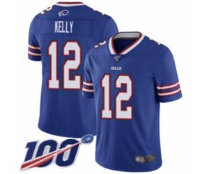Buffalo Bills #12 Jim Kelly Royal Blue Team Color Vapor Untouchable Limited Player 100th Season Football Jersey