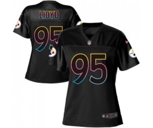 Women Pittsburgh Steelers #95 Greg Lloyd Game Black Fashion Football Jersey