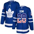 Toronto Maple Leafs #28 Tie Domi Authentic Royal Blue USA Flag Fashion NHL Jersey