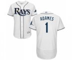 Tampa Bay Rays #1 Willy Adames Home White Home Flex Base Authentic Collection Baseball Jersey