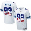 Dallas Cowboys #82 Jason Witten Elite White Road USA Flag Fashion NFL Jersey