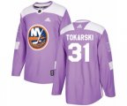 New York Islanders #31 Dustin Tokarski Authentic Purple Fights Cancer Practice NHL Jersey