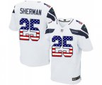 Seattle Seahawks #25 Richard Sherman Elite White Road USA Flag Fashion Football Jersey